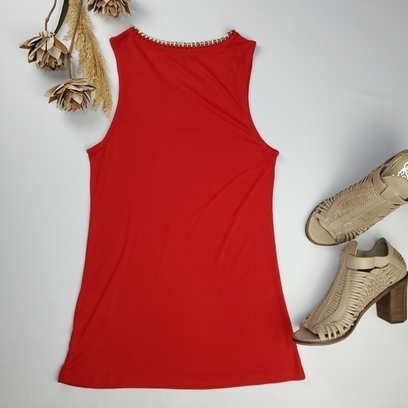 NEW Sam Edelman Red Viscose Gold Chain Top Small - Picture 8 of 10